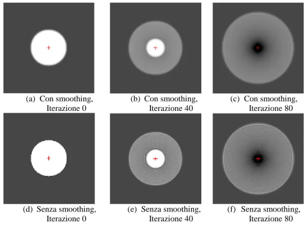 Figura 1.3.  Soluzione numerica del problema (1.2) in successive iterazioni 