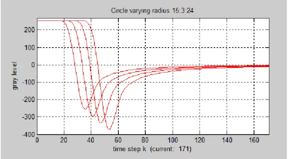 Figura 3.7. Descrittori del cerchio al variare del raggio. 