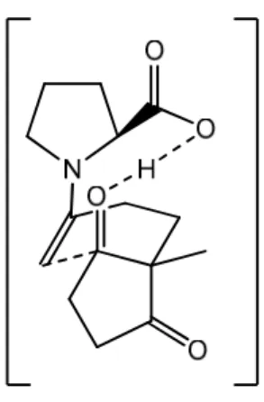 Figura 4. Interazione bi funzionale della prolina con un elettrofilo 