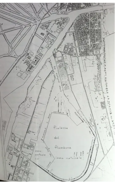 Figura 4. Le due zone della Pialassa dei Piomboni: zona portuale-industriale e zona naturale (Comune di Ravenna).