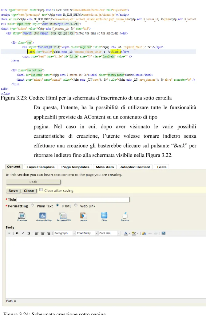 Figura 3.23: Codice Html per la schermata d’inserimento di una sotto cartella 