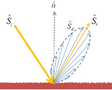 Figura 1.11: raggi di scattering modellati mediante l’approccio a doppio lobo o di  backscattering (nel solo semispazio di incidenza)