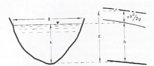 Figura 3.1.1 –  Sezione trasversale profilo longitudinale in cui è messa in evidenza la  Energia Specifica E
