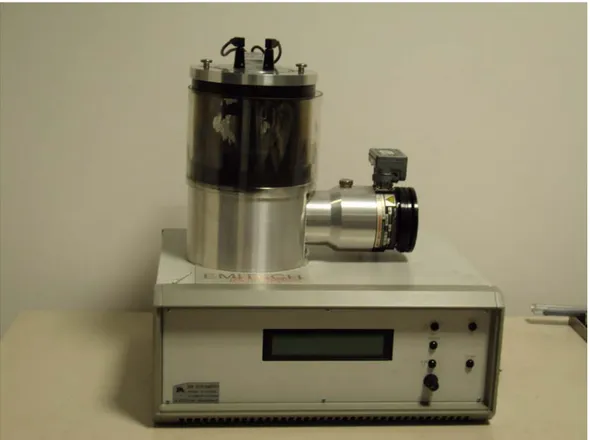 Fig. 3. Metallizzatrice Emitech K950X Turbo Evaporator  utilizzata per la  preparazione dei campioni per le analisi al SEM