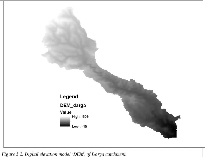 Figure 3.2. Digital elevation model (DEM) of Darga catchment. 