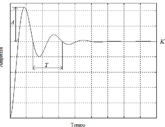 Figura 2.8 Esempio di risposta di un sistema sottorsmorzato a un segnale a  gradino 