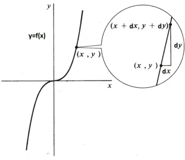Figura 1.3: grafico della funzione y = f (x) e della sua retta tangente nel punto (x, y)