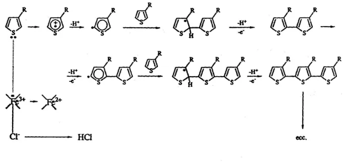 Figura 10. Meccanismo della polimerizzazione ossidativa con FeCl 3 . 