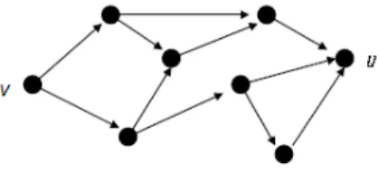 Figura 1.5: v ` e un vertice sorgente, u ` e un vertice pozzo.