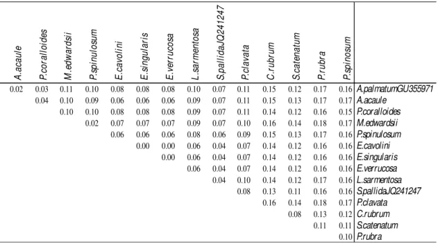 Table 3.1. Pairwise genetic p-distance (D p ) among Mediterranean species of MtMSH  sequences