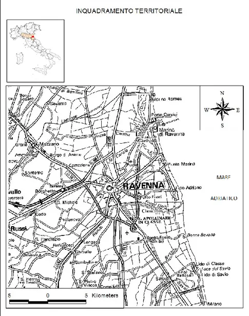 Figura  3.1  -  Localizzazione  dell'area  di  studio.  Estratto  dalla  carta  topografica  1:250000  (Servizio  Geologico  sismico  e  dei  suoli_Regione Emilia-Romagna).
