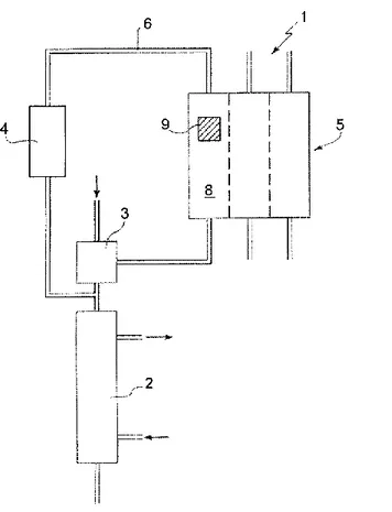 Figura 3.1: vista schematica di un circuito per dialisi extracorporea (incompleto).  Bellco, Patent EP 2143378A1 