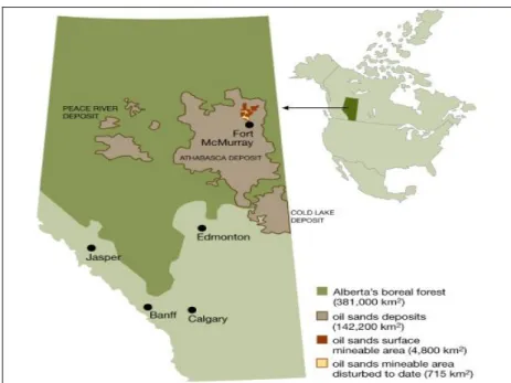 Figura 2- Mappa delle tar sands Cansadesi. 