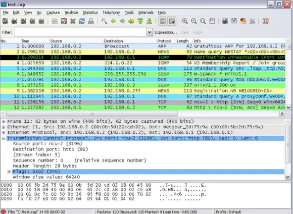 Fig. 3: Una schermata di Wireshark dopo una cattura [8]. 