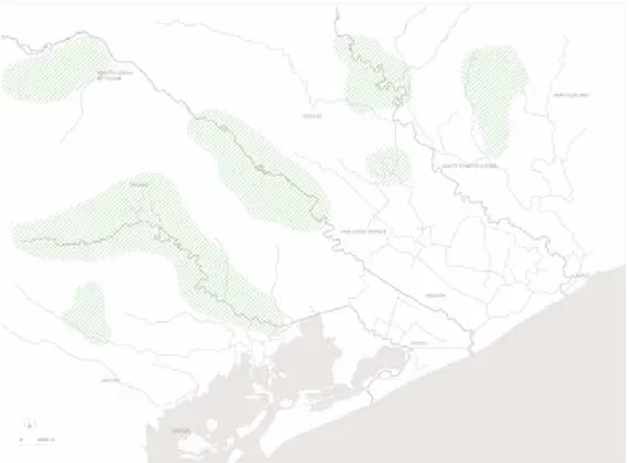 Fig. 12 - Distribuzione delle aree boschive nel XVI sec.
