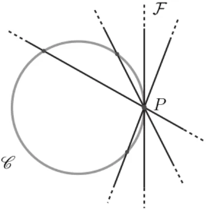Figura 3.4: Rappresentazione di C e F in coordinate non omogenee X = x 0