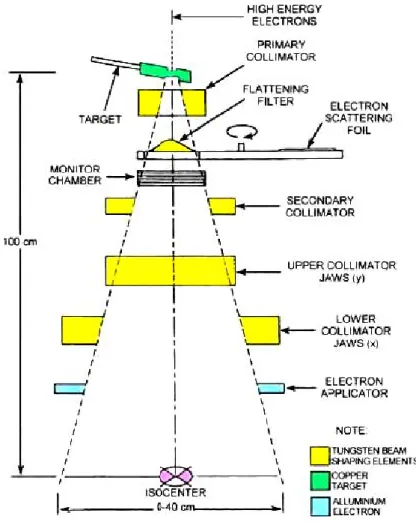 Figura 1.4: Schema dell’apparato di collimazione e controllo del fascio in un LINAC