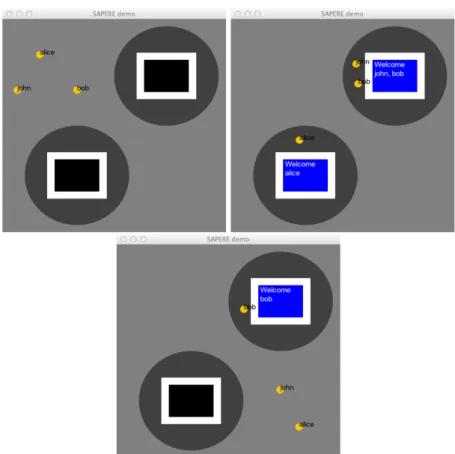 Figure 10: SAPERE demo screenshots