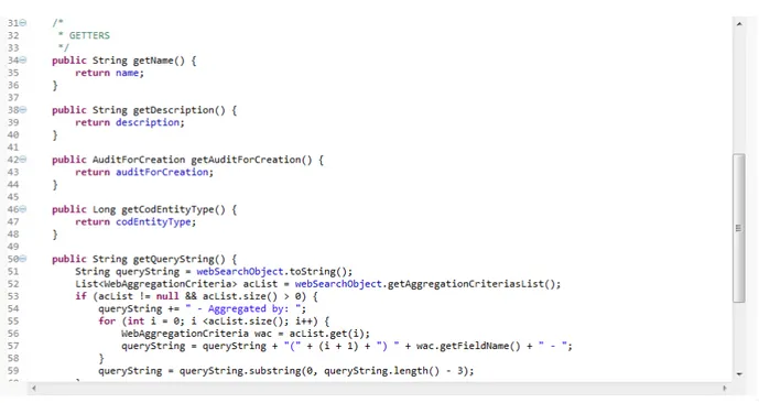 Figura 2: Syntax highlighting di un sorgente Java in Eclipse 