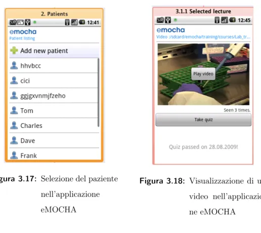 Figura 3.17: Selezione del paziente nell’applicazione eMOCHA