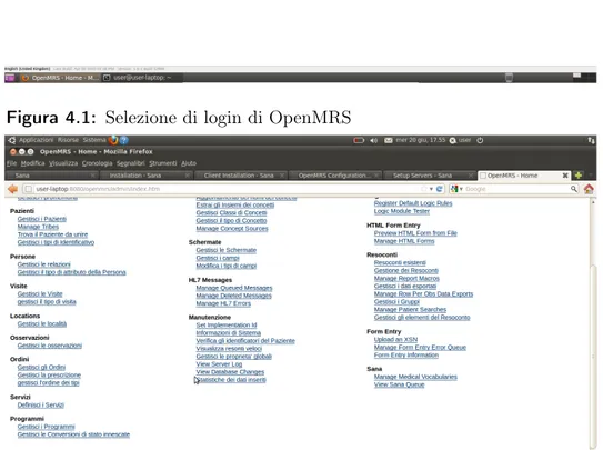 Figura 4.2: Schermata di amministrazione di OpenMRS