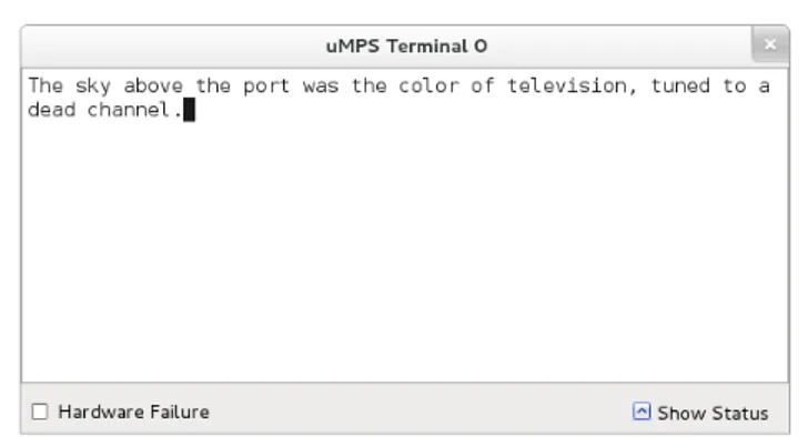 Figure 3.9: The terminal window. For convenience, optional device status informa- informa-tion can be shown at the bottom.