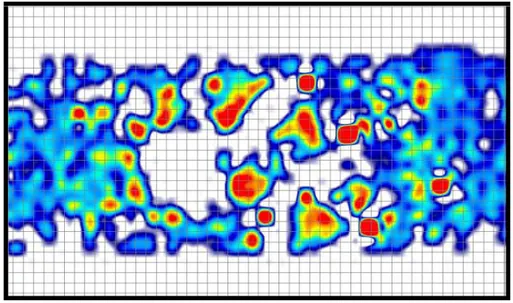 Figure 3.5 - Pressure map showing concentrated contact around a missing piece  of coarse 