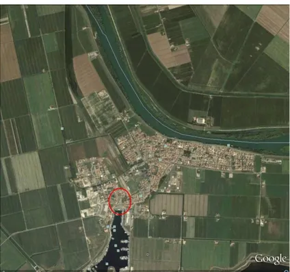 Figura 4.1 Immagine tratta da Google Earth con indicazione dell’area oggetto di studio 