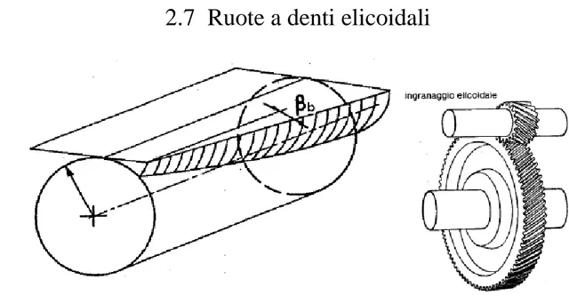 Fig. 2.7.1 -  Cilindro di base e ingranaggio composto da ruote elicoidali 