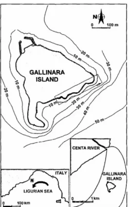 Figura  3.1 Posizione geografica dell’Isola Gallinara (asterisco nel riquadro di sinistra)