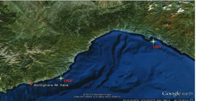 Figure  3.1.a   Map  showing  the  Liguria  sample  area.  Yellow  stars  indicate  the  position  of  sampled  populations