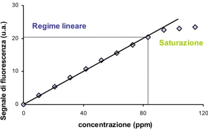 Figura 2.3 Tipica curva di calibrazione della concentrazione (ppm) 