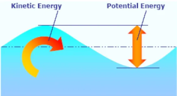 Figure 2.5: The kinetic and potential energy of the wave energy 