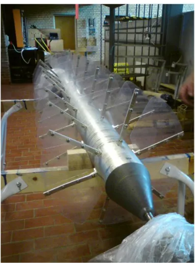 Figure 4.8: Rolling Cylinder's prototype with 7 set of fins, 6  fins per each set and thickness of the fins of 0,75 mm 