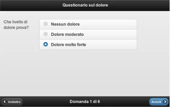 Figura 4: Schermata per domanda opzionale a risposta singola dopo che l’utente ha effettuato una scelta.