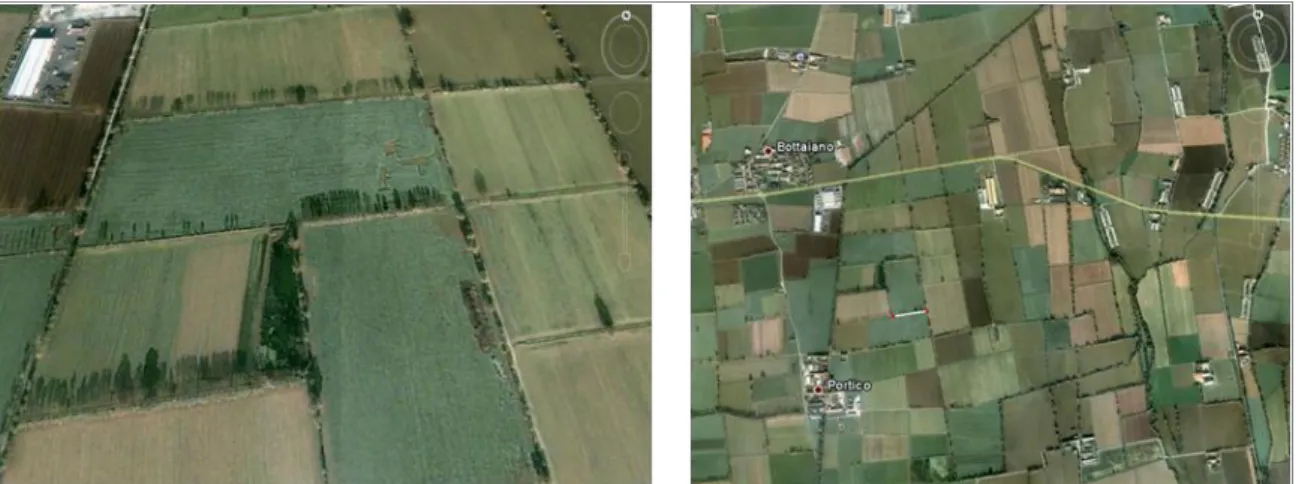 Fig. 0.1 Immagini relative ad aree agricole della Pianura Padana con perimetri riforestati