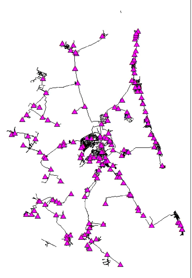 Figura 9 Localizazzione planimetrica degli impianti di sollevamento nel territorio comunale.