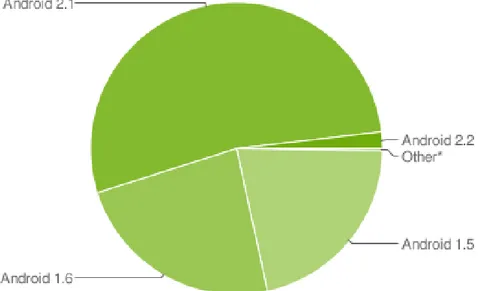 Figura 4.4: La suddivisione del mercato in base alle versioni, dati relativi al mese di luglio 2010 [5]
