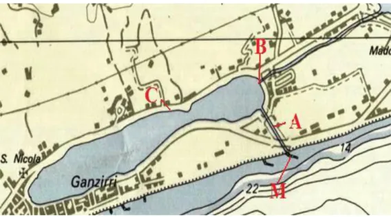 Fig. 3.1 – Lago di Ganzirri e stazioni di campionamento 
