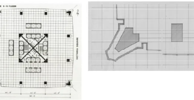 Fig. 1.59 Pianta struttura Outrigger della Place Victoria Ttower, Nervi, Moretti 