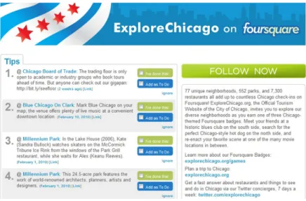 Figura 1.6: Pagina su Foursquare dedicata all’iniziativa Explore Chicago.