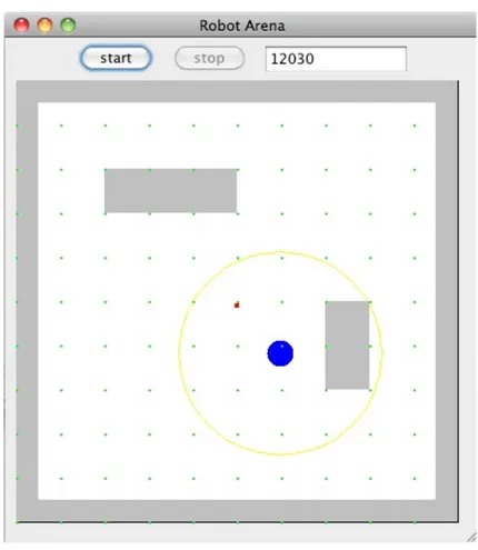 Figura 4.1: Interfaccia grafica realizzata in Java per la rappresentazione dell’arena dell’esempio applicativo.