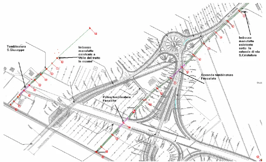 Figura 3 – Ubicazione del nuovo tracciato per gli scoli Fossalta e S. Giuseppe. 