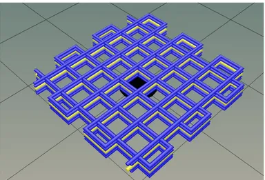 Figura 1: Visualizzazione g-code dello scaffold modellizzato tramite il software HeartWare (20×20×1 mm 3 )