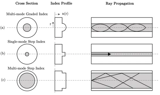 Figure 1.1: Diﬀerent types of optical fibers.