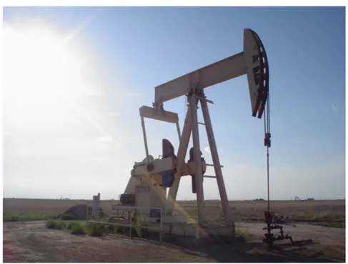 Figure 1.1: A pumpjack in Texas: a pumpjack is an onshore overground drive for a piston pump in an oil well.