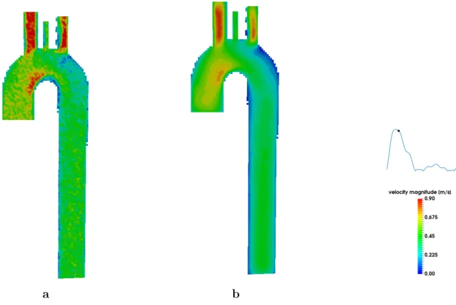 Figura 8: Effetto del filtro DFW sul campo di velocit` a con rumore aggiunto artificialmente; prima (a) e dopo (b) il filtraggio.