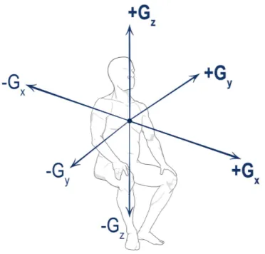 Figure 3.2: Coordinate system used for the evaluation of the acceleration environment.