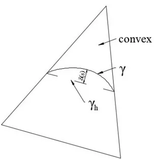 Figure 4.1: δ(s) is the distance between the curve fault γ and the approximation γ h in the convex