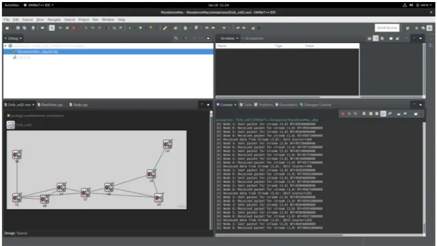 Figure 9.3: Debug view of the OMNeT++ simulator